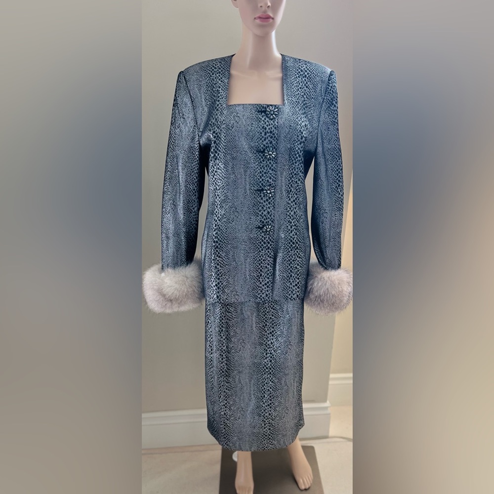 Vintage Exit Shops Metallic Black/Silver Snakeskin Suit with faux dude cuffs